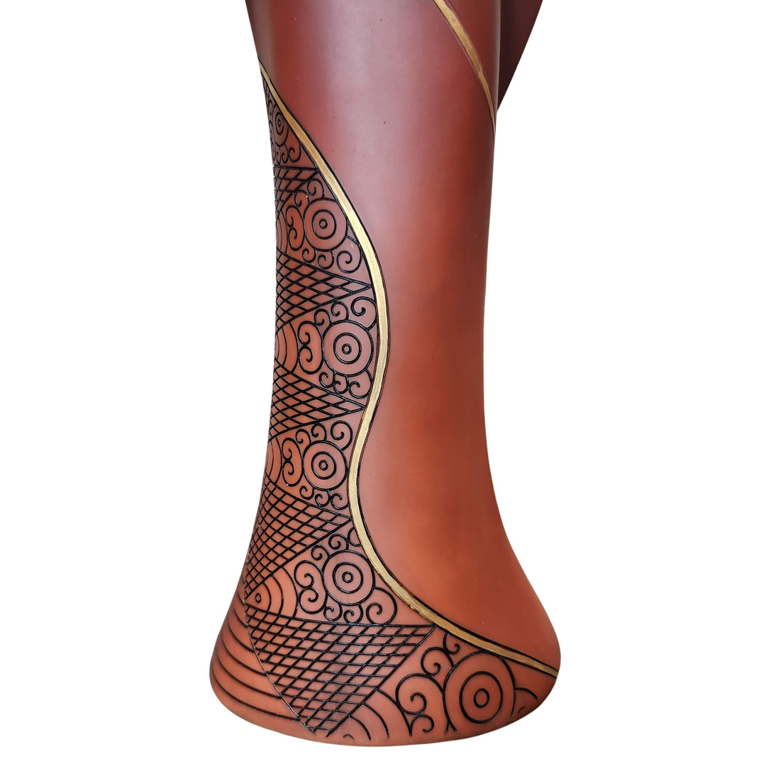 Tribal Woman II: African American Candleholder Figurine (Brown, Detail Front View II)