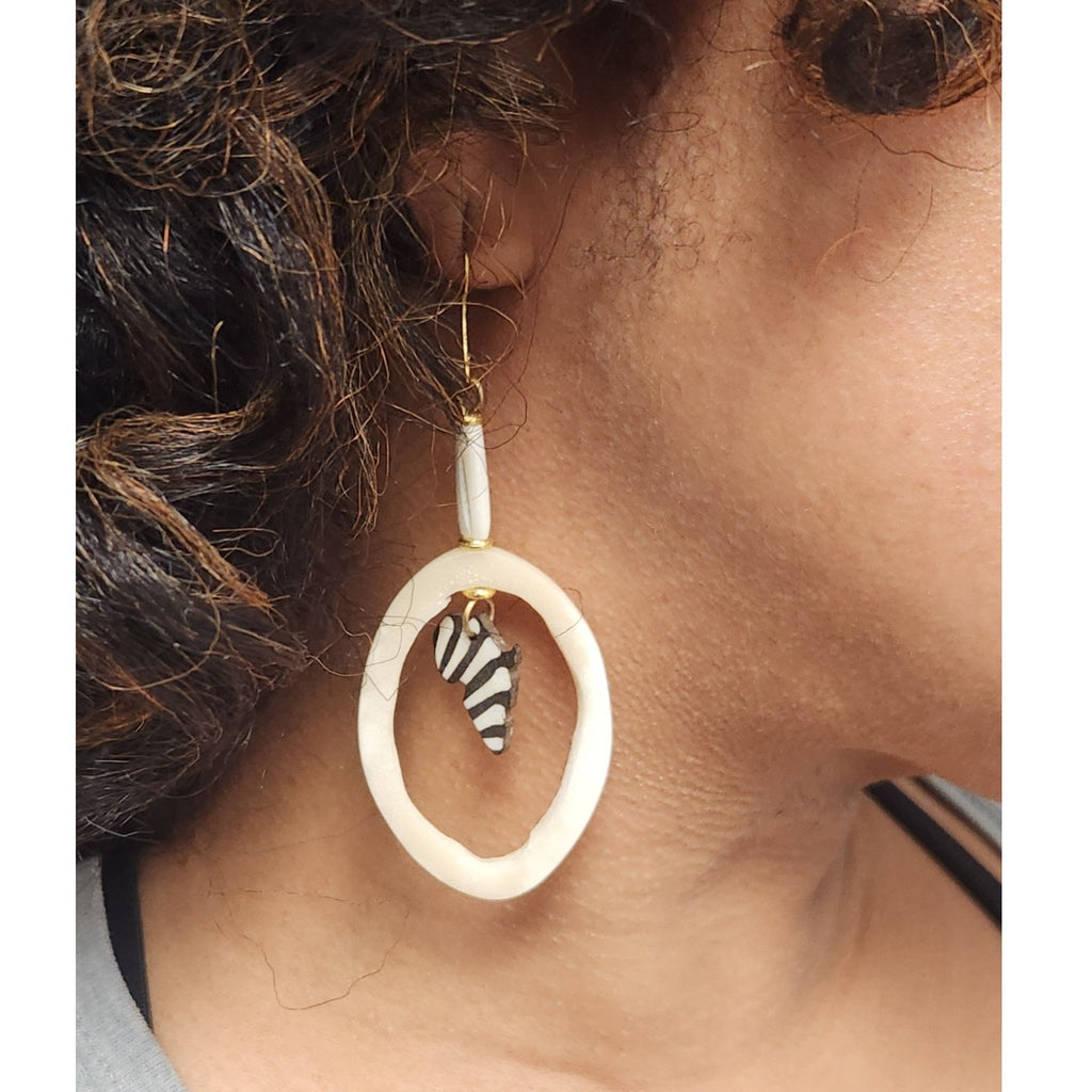 Zuri: Authentic African Hand Crafted Bone and Brass Earrings