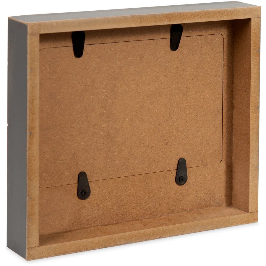 Fishing Memories Photo Frame (Rear) - Brown cardboard box with black straps on a white background