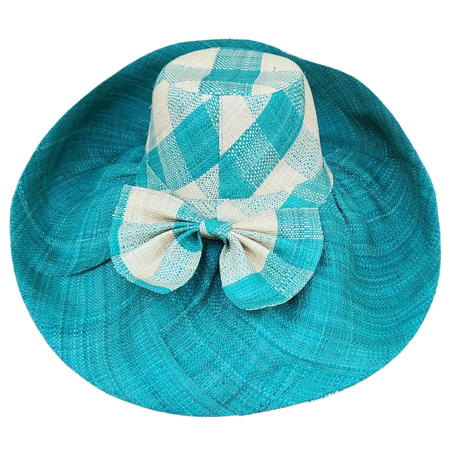 Abigail Hand Woven TwoTone Madagascar Big Brim Raffia Sun Hat The