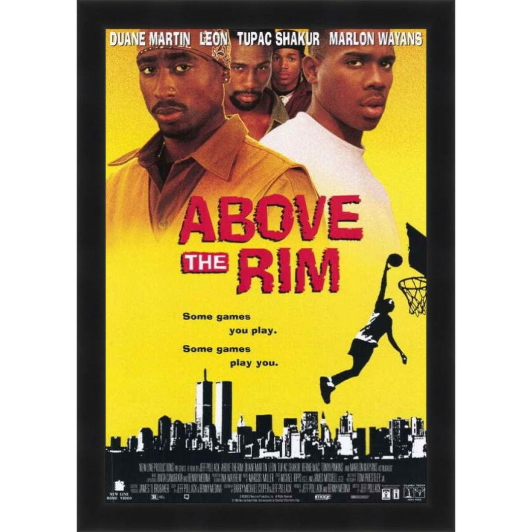 Above the Rim movie poster featuring Tupac Shakur in iconic 90s basketball film. (Black Frame)