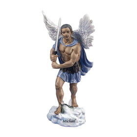 Archangel Michael: Angelic Figurine (Main) - Statue of an angel holding a sword on a white background