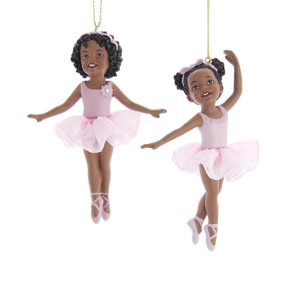 Ballerina Girls: African American Christmas Ornament (Set of 2)