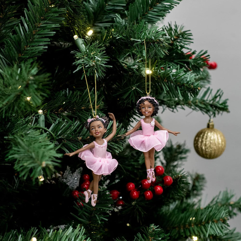 Ballerina Girls: African American Christmas Ornament (Set of 2)