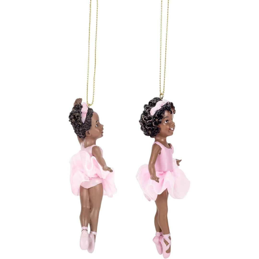 Ballerina Girls: African American Christmas Ornament (Set of 2)