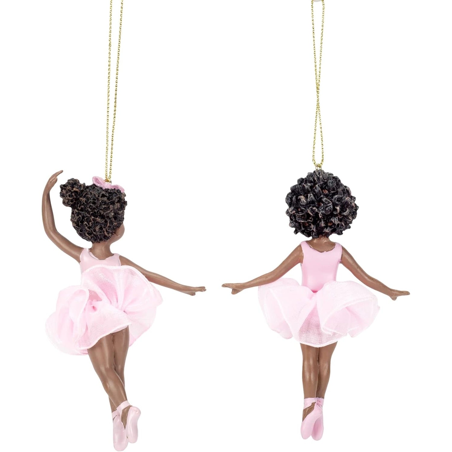 3 of 4: Ballerina Girls: African American Christmas Ornament (Set of 2)