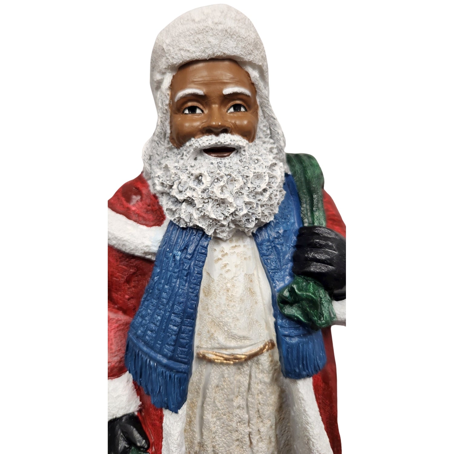 5 of 5: African American Santa Claus Holding Wreath Figurine (Detail)