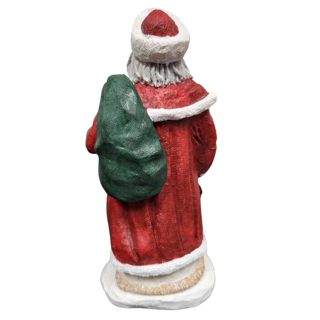 African American Santa Claus Holding Wreath Figurine (Back)