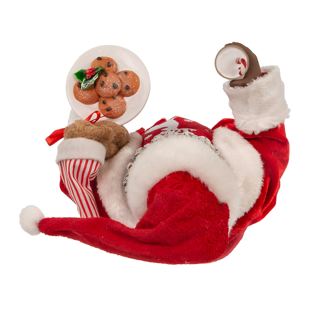 African American Santa Claus in Pajamas and Robe Figurine (Top)