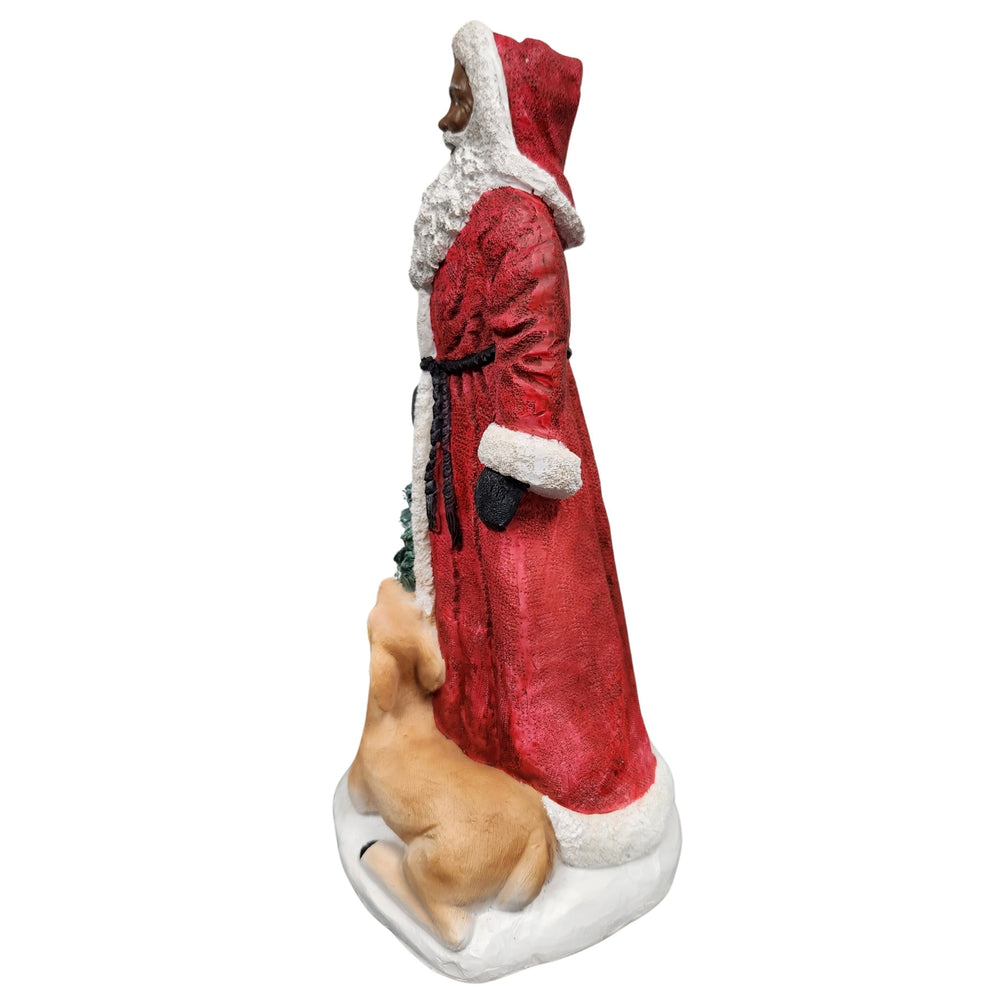 African American Santa Claus with Tree Figurine (Side)