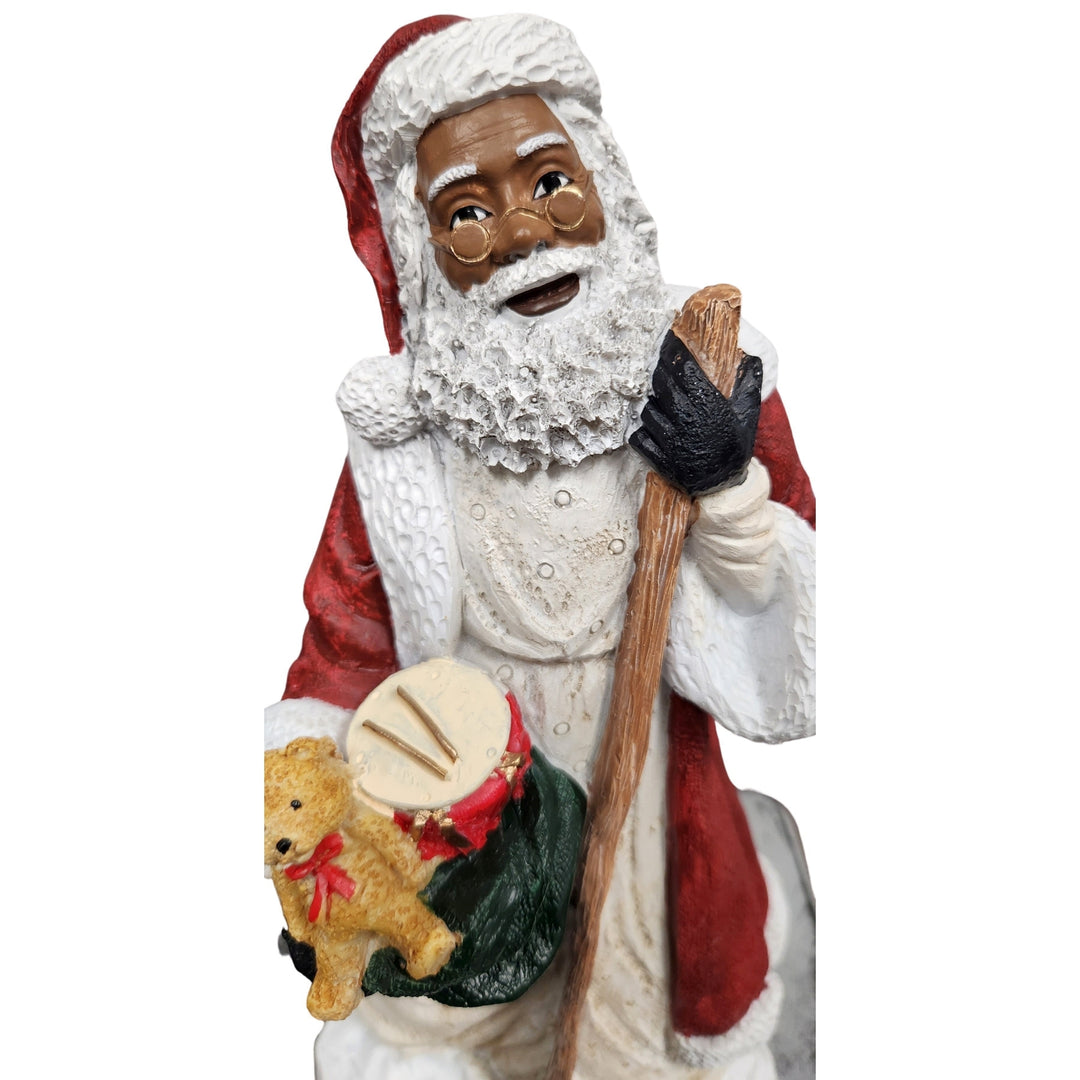 African American Santa Claus with Staff II Figurine (Detail)