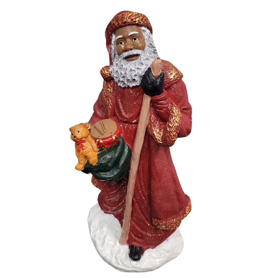 African American Santa Claus with Staff Figurine