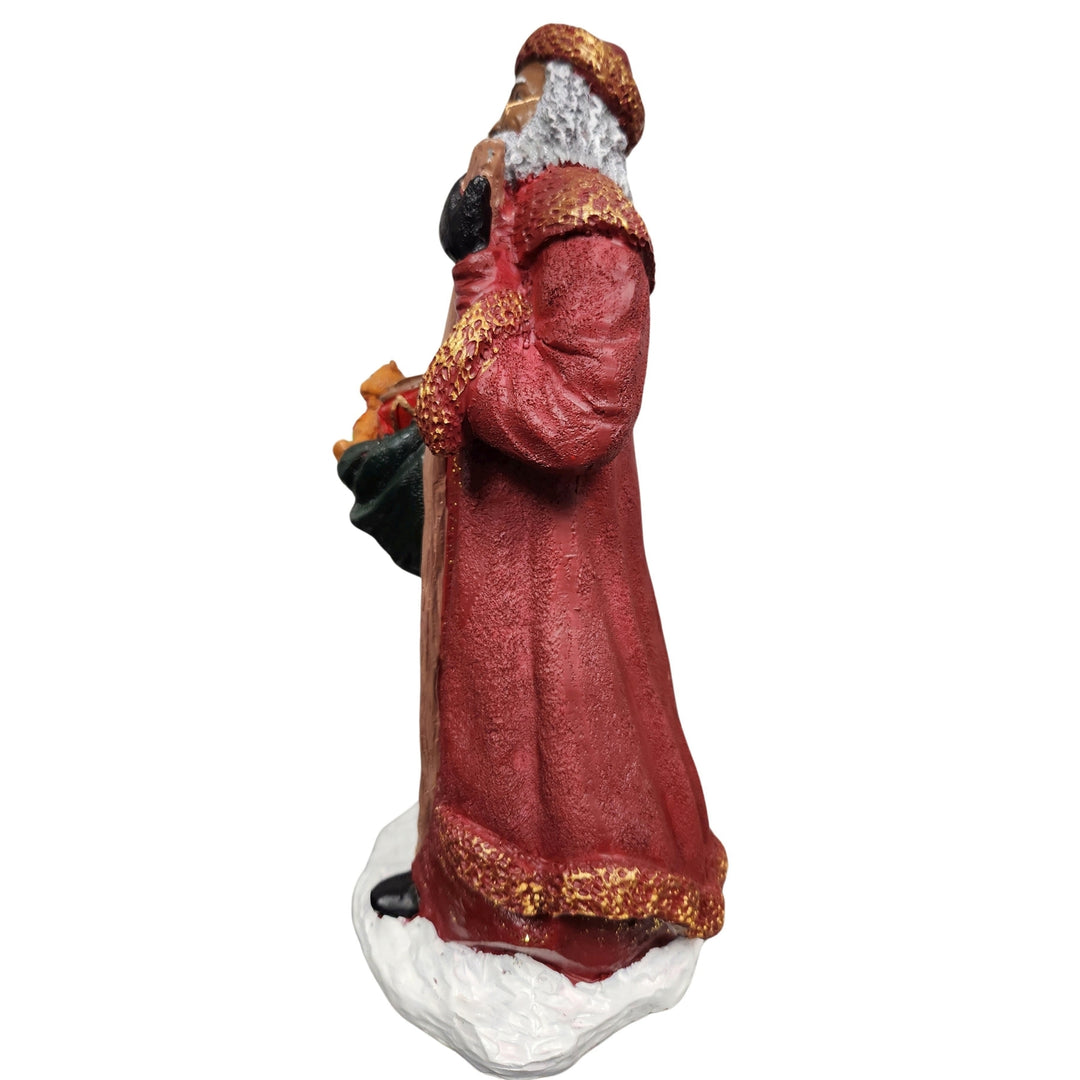 African American Santa Claus with Staff Figurine (Side)