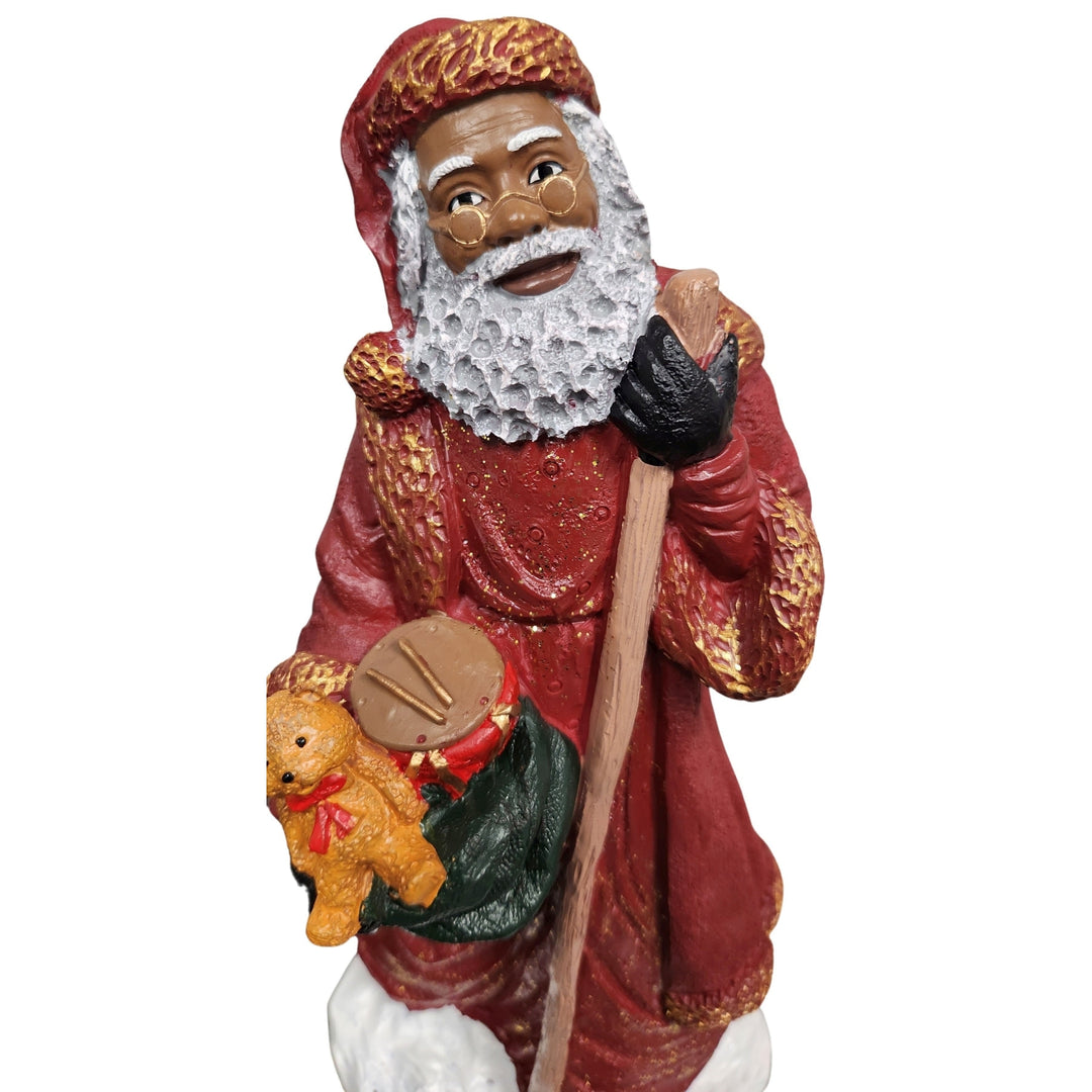African American Santa Claus with Staff Figurine (Detail)