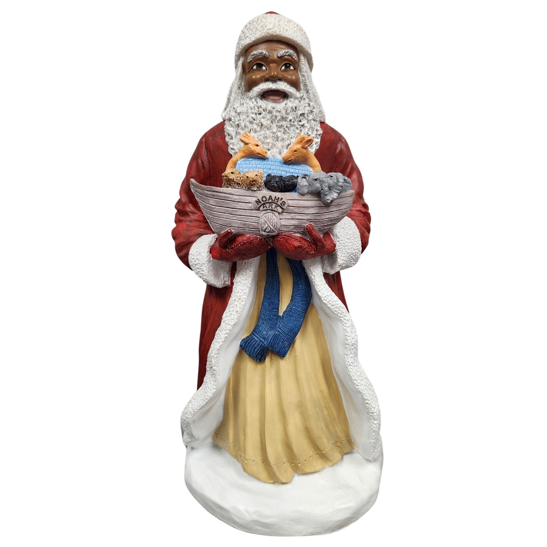 African American Santa Claus with Toy Boat Figurine