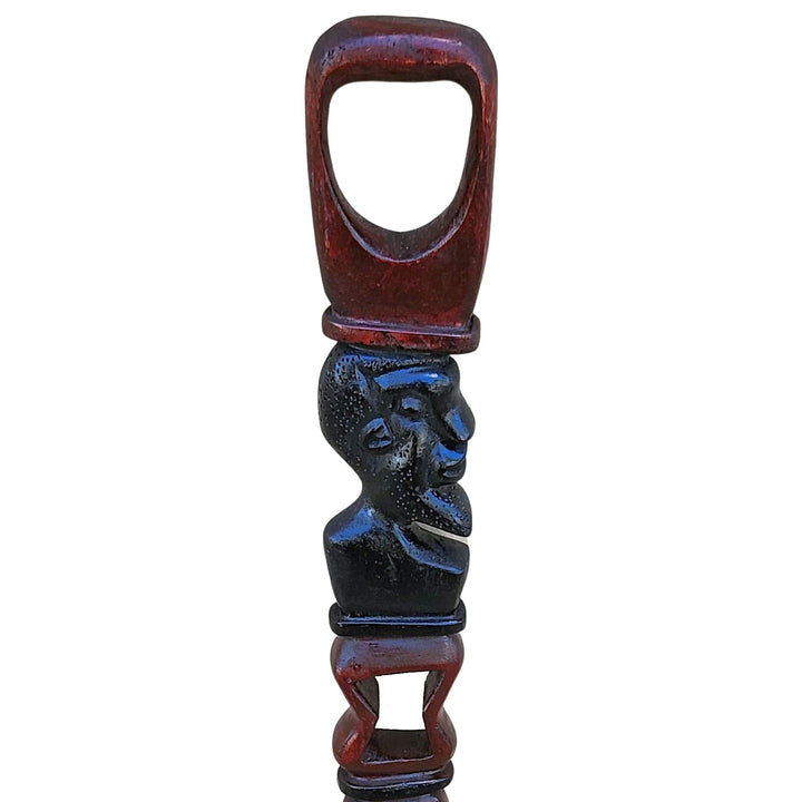 African Elder: Authentic Makonde African Wooden Walking Stick (Detail)