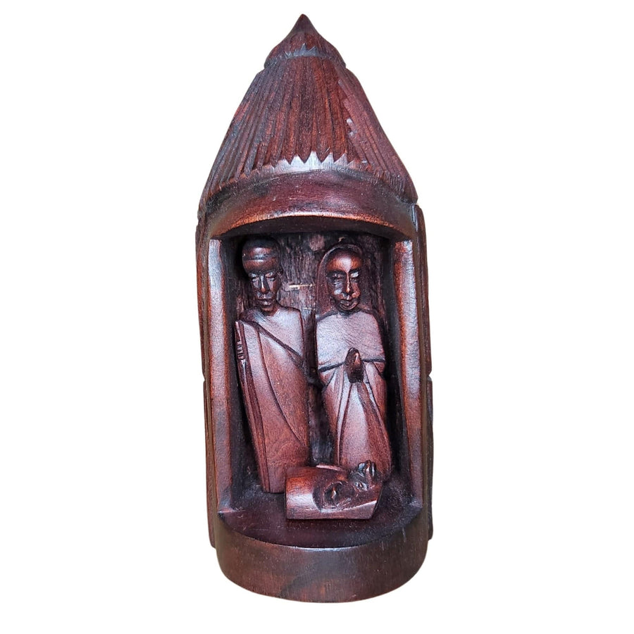 Authentic African Jacaranda Wood Hut Nativity Scene