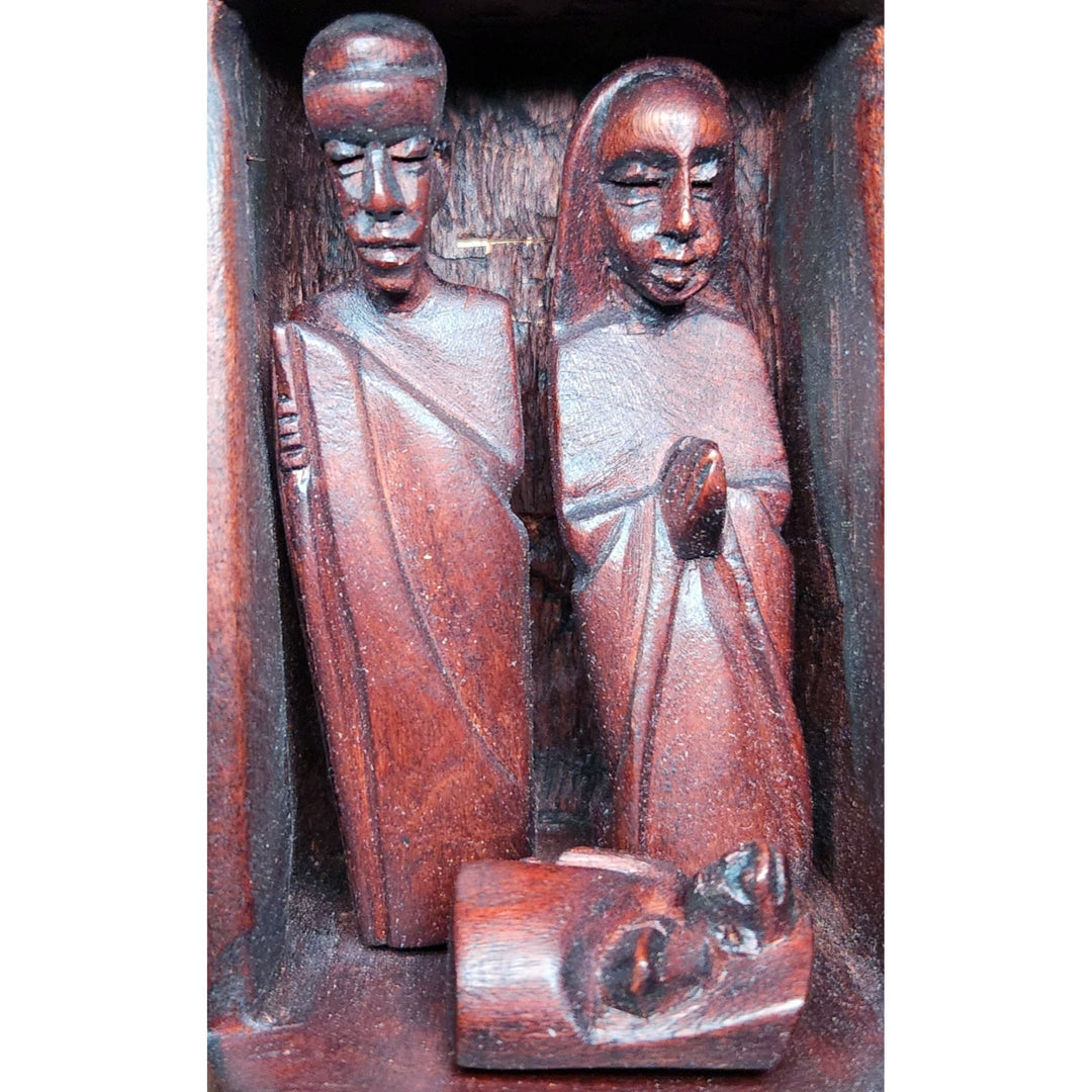 Authentic African Jacaranda Wood Hut Nativity Scene