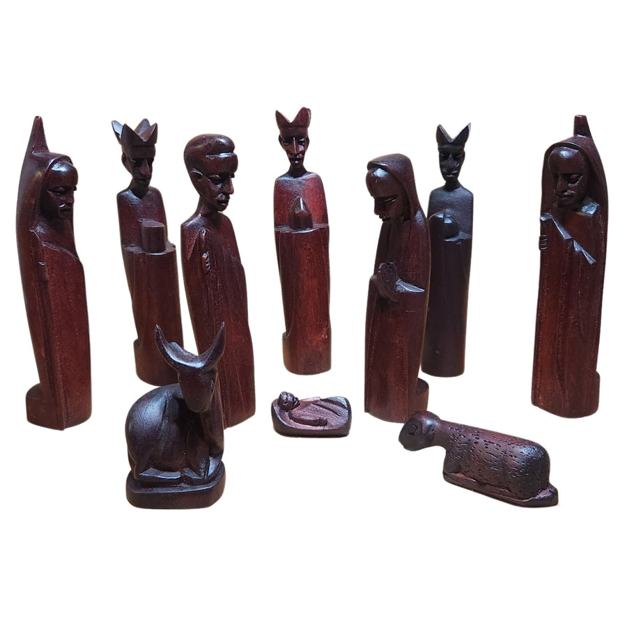 Authentic African Nativity Set (10 Pieces, Jacaranda Wood)