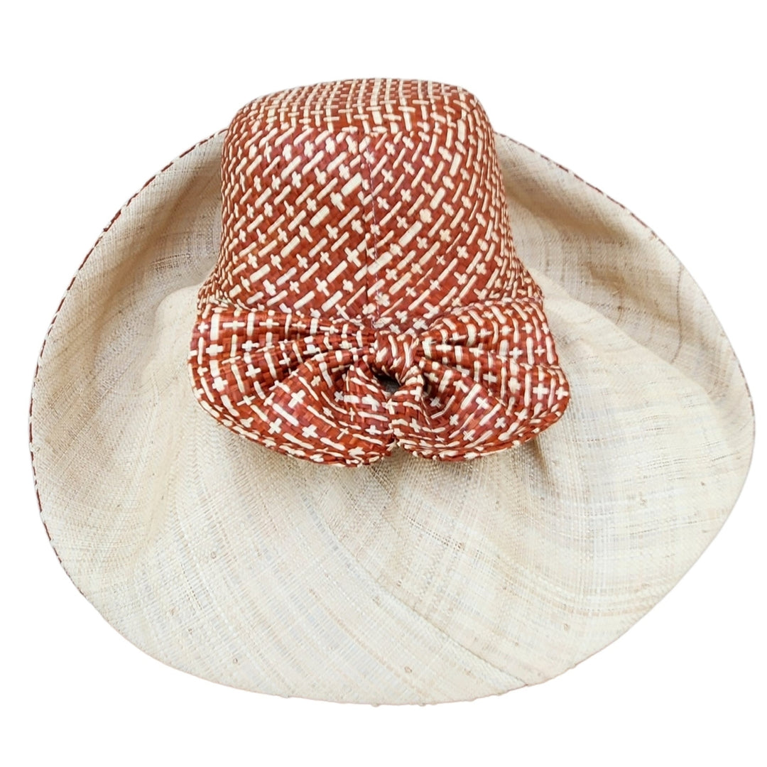 Agwe: Hand Woven Two Tone Madagascar Big Brim Raffia Sun Hat