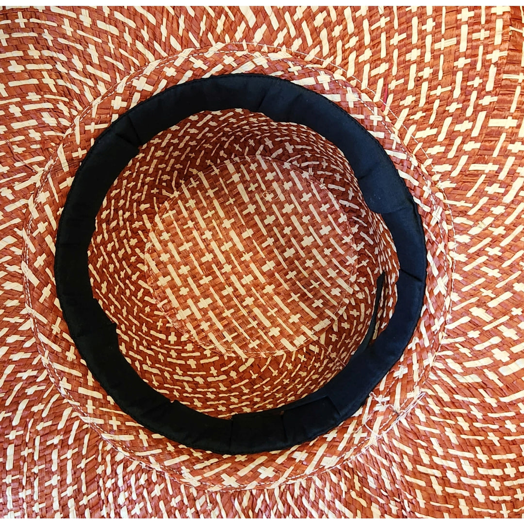 Agwe: Hand Woven Two Tone Madagascar Big Brim Raffia Sun Hat