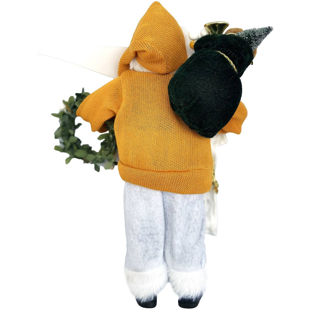 Back of Alabama State Santa figurine showing gold hood and green toy sack
