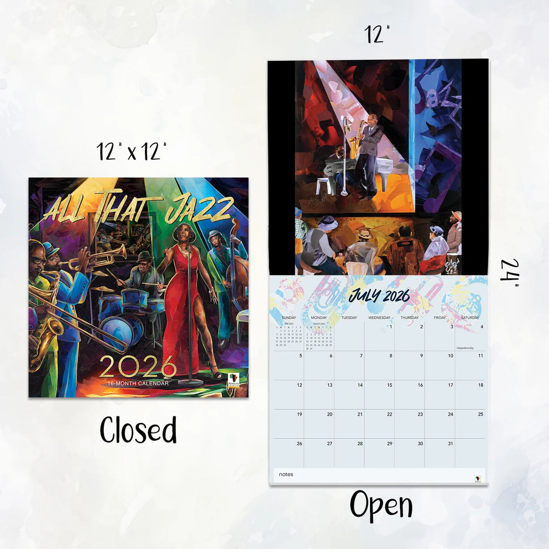 All That Jazz: Art of Carl M. Crawford 2026 Wall Calendar (Sizing Guide)