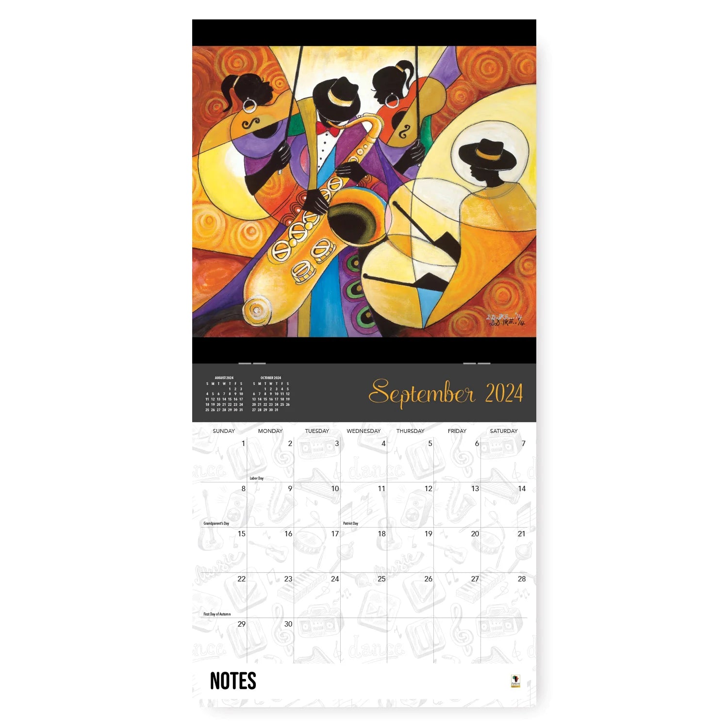 3 of 4: All That Jazz by D.D. Ike: 2024 African American Wall Calendar (Inside)