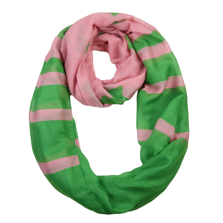 Alpha Kappa Alpha Inspired Oversized Pink and Green Ivy Infinity Scarf