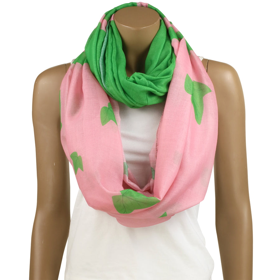 Alpha Kappa Alpha Inspired Oversized Pink and Green Ivy Infinity Scarf