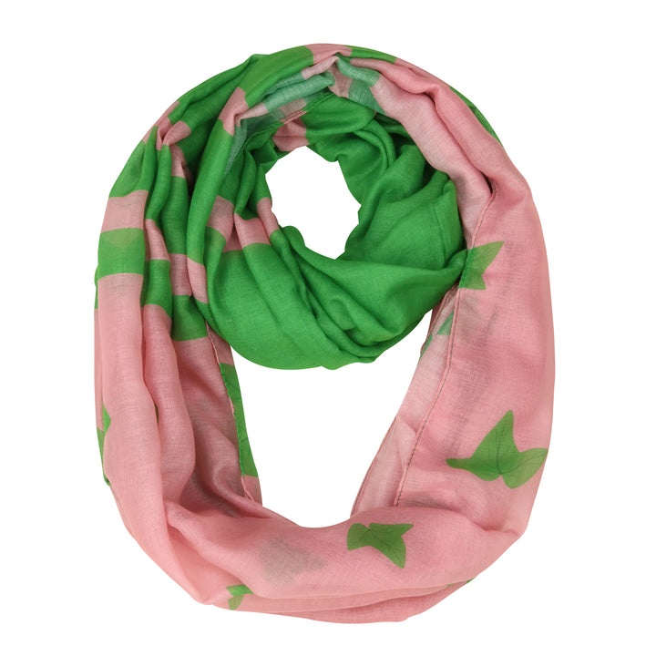 Alpha Kappa Alpha Inspired Oversized Pink and Green Ivy Infinity Scarf