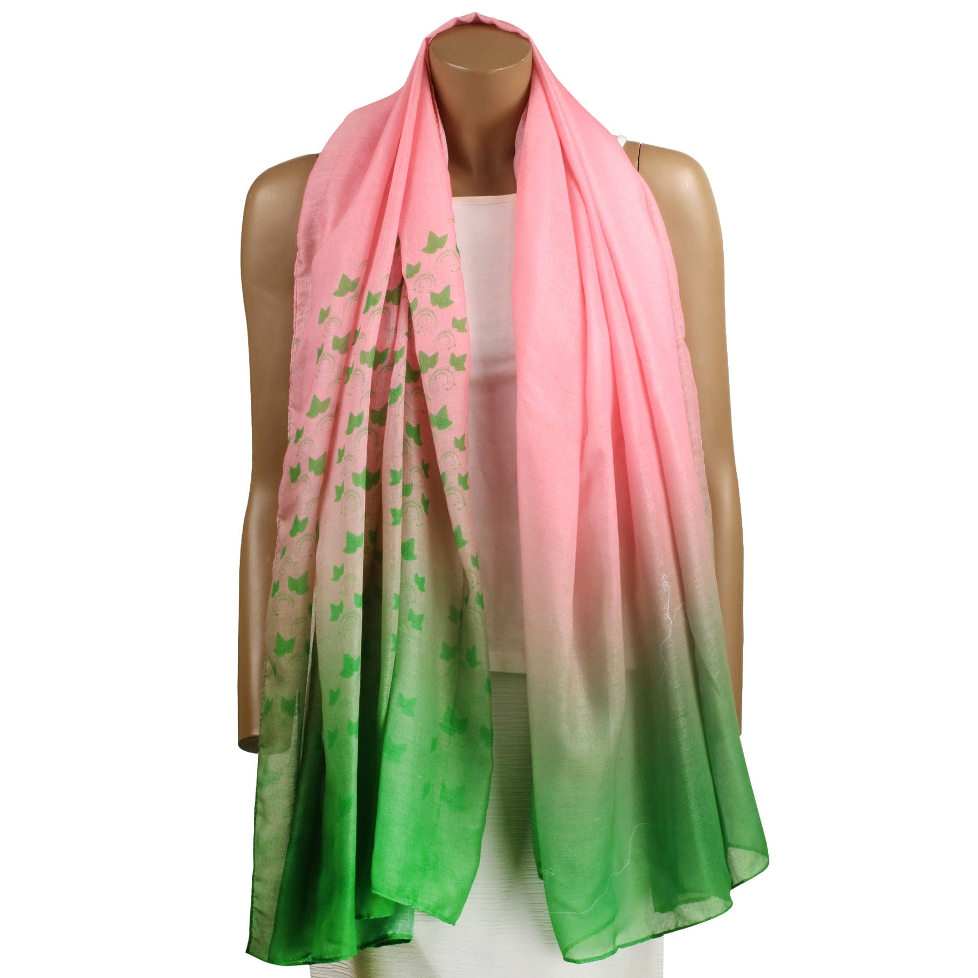 Oversized Pink and Green Ivy Ombre Scarf