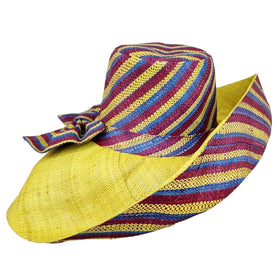 Alvita: Authentic Hand Woven Multicolor Madagascar Big Brim Raffia Sun Hat
