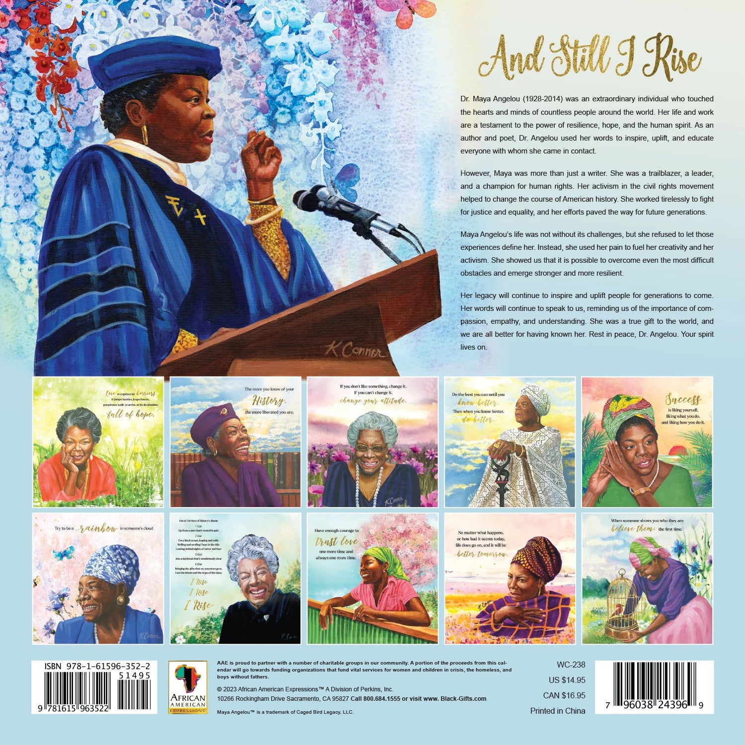 2 of 4: And Still I Rise by Keith Conner: 2024 Maya Angelou Wall Calendar (Back)