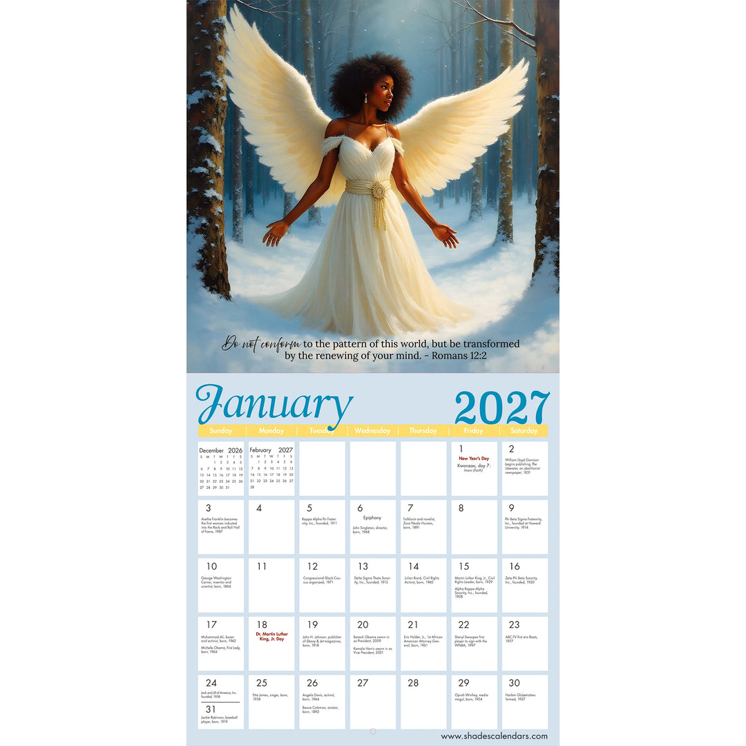 Angelic Light: Guided by Faith and Scripture 2027 Wall Calendar