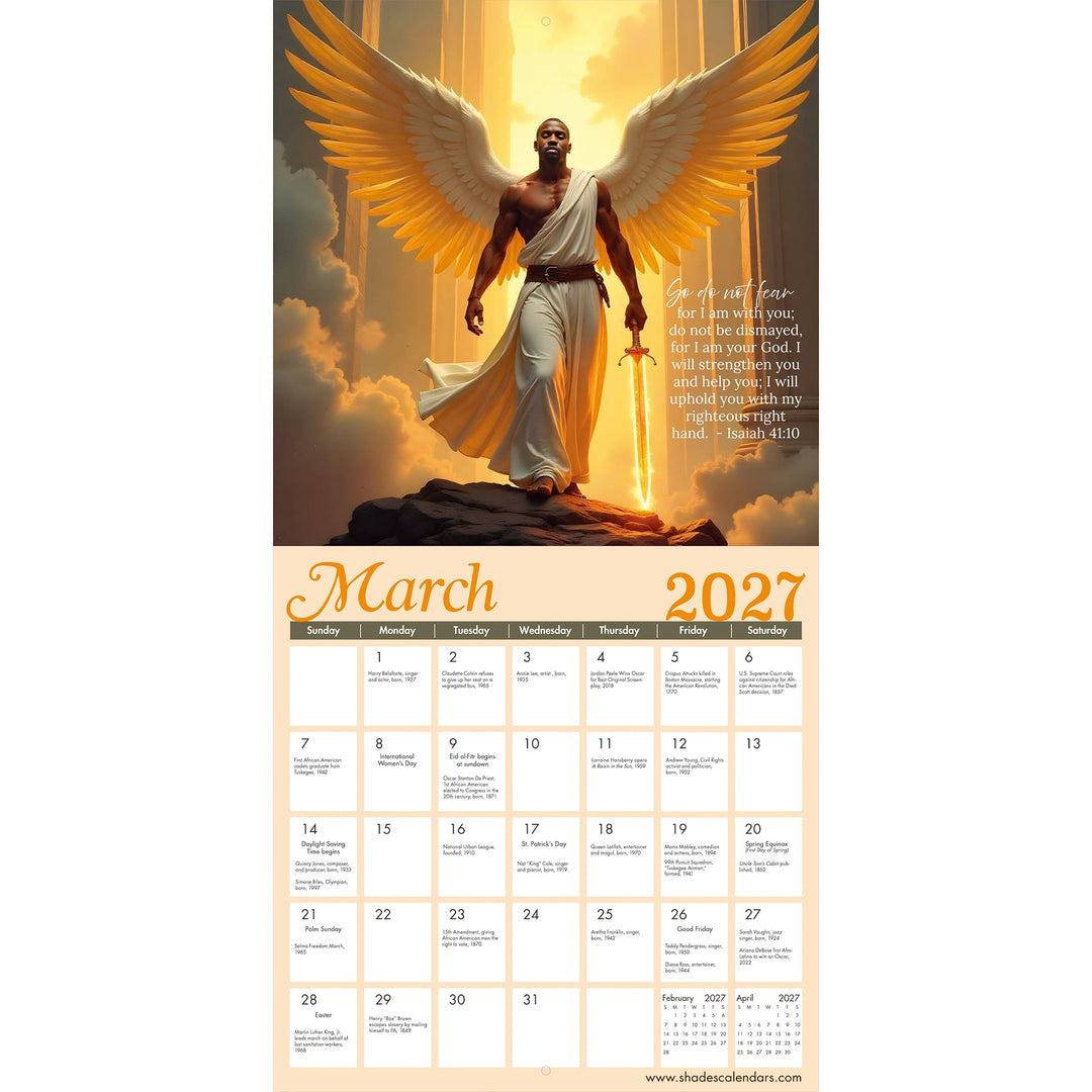 Angelic Light: Guided by Faith and Scripture 2027 Wall Calendar