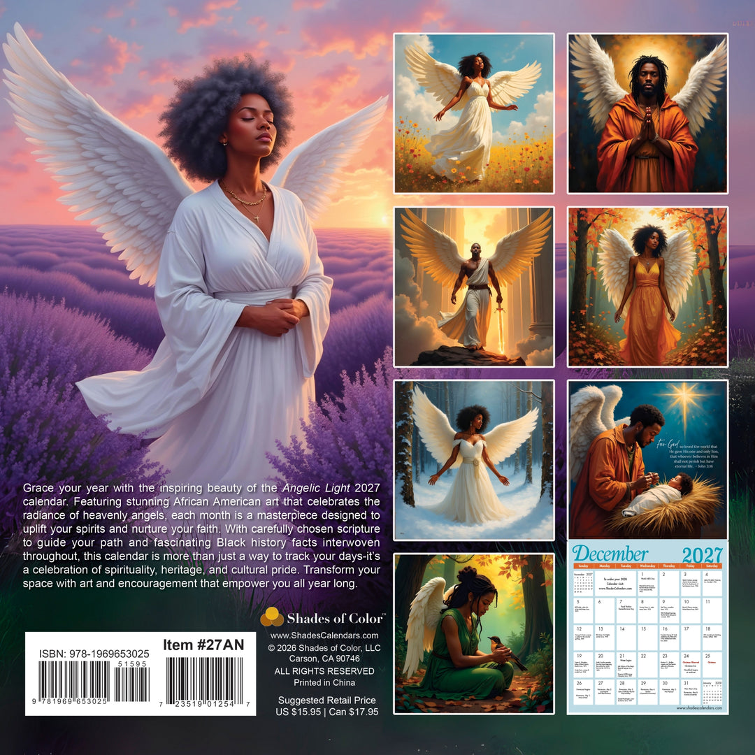 Angelic Light: Guided by Faith and Scripture 2027 Wall Calendar