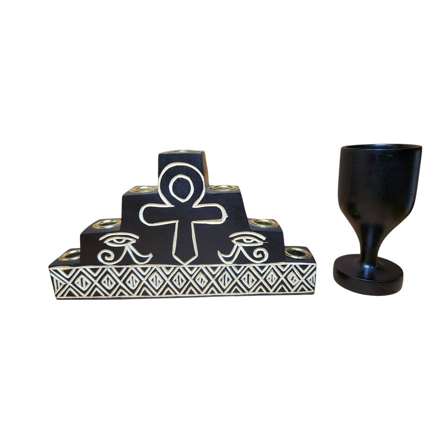 Ankh Eye Kwanzaa Kinara Set (Black)