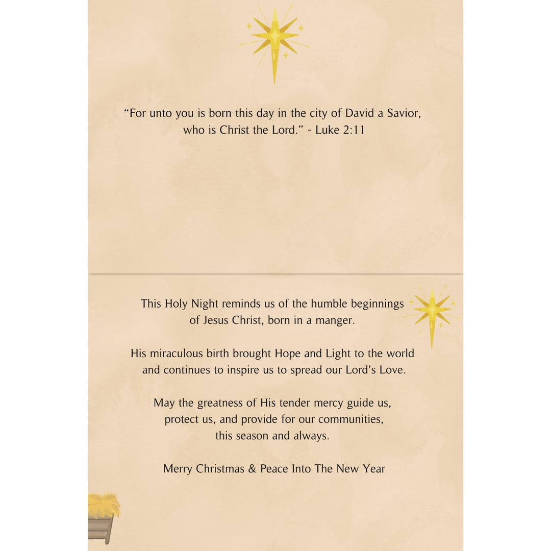 Assorted Box Set #12: African American Christmas Card Box Set  - Christmas card with text and star illustrations on a beige background