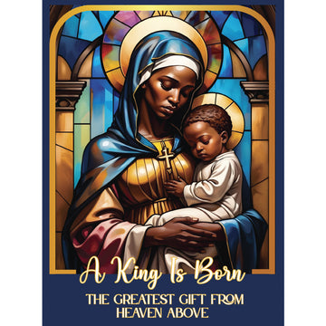 A King Is Born cover: Black Madonna and Child in a stained-glass window