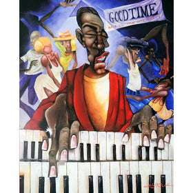 Back in the Day by Michael Wallace - vibrant juke joint pianist with dancing party scene