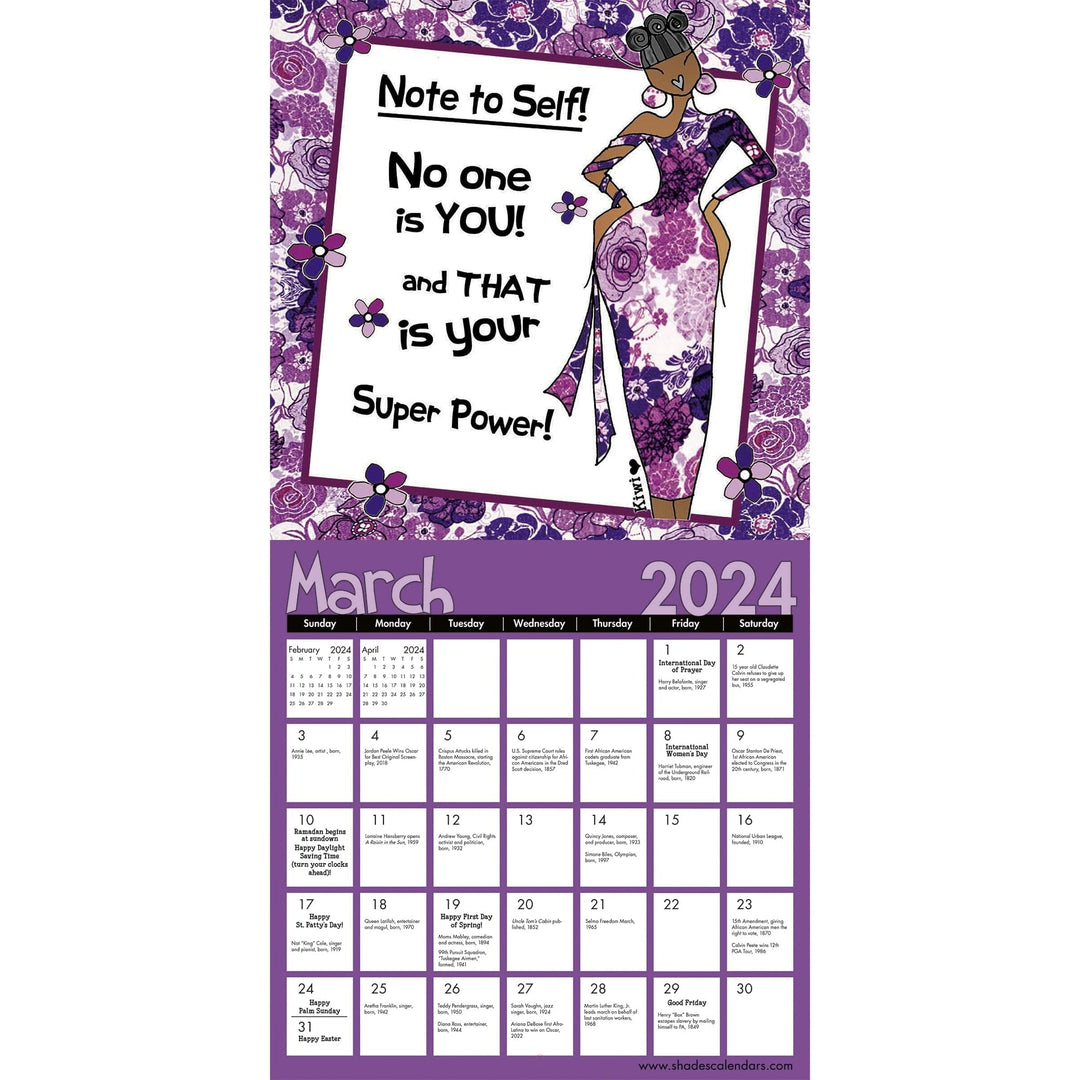 Be Your InspHERation: The Art of Kiwi McDowell 2024 Black Art Calendar (Inside)