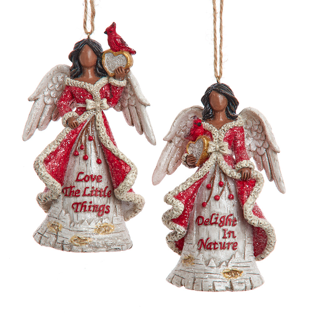 Birch Berry Faceless African American Angels Christmas Ornament Set