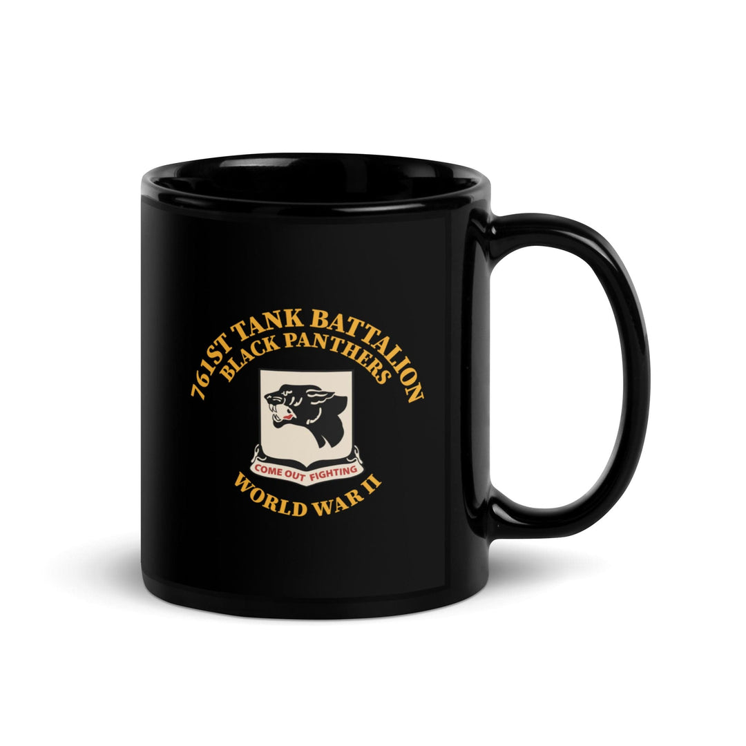 761st Tank Battalion Black Panthers ceramic mug with unit emblem and WWII motto (Main Image, 11 Ounce)