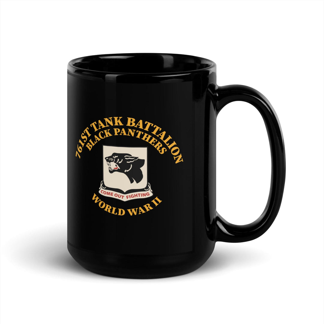 761st Tank Battalion Black Panthers ceramic mug with unit emblem and WWII motto (Main Image 2, 15 Ounce)