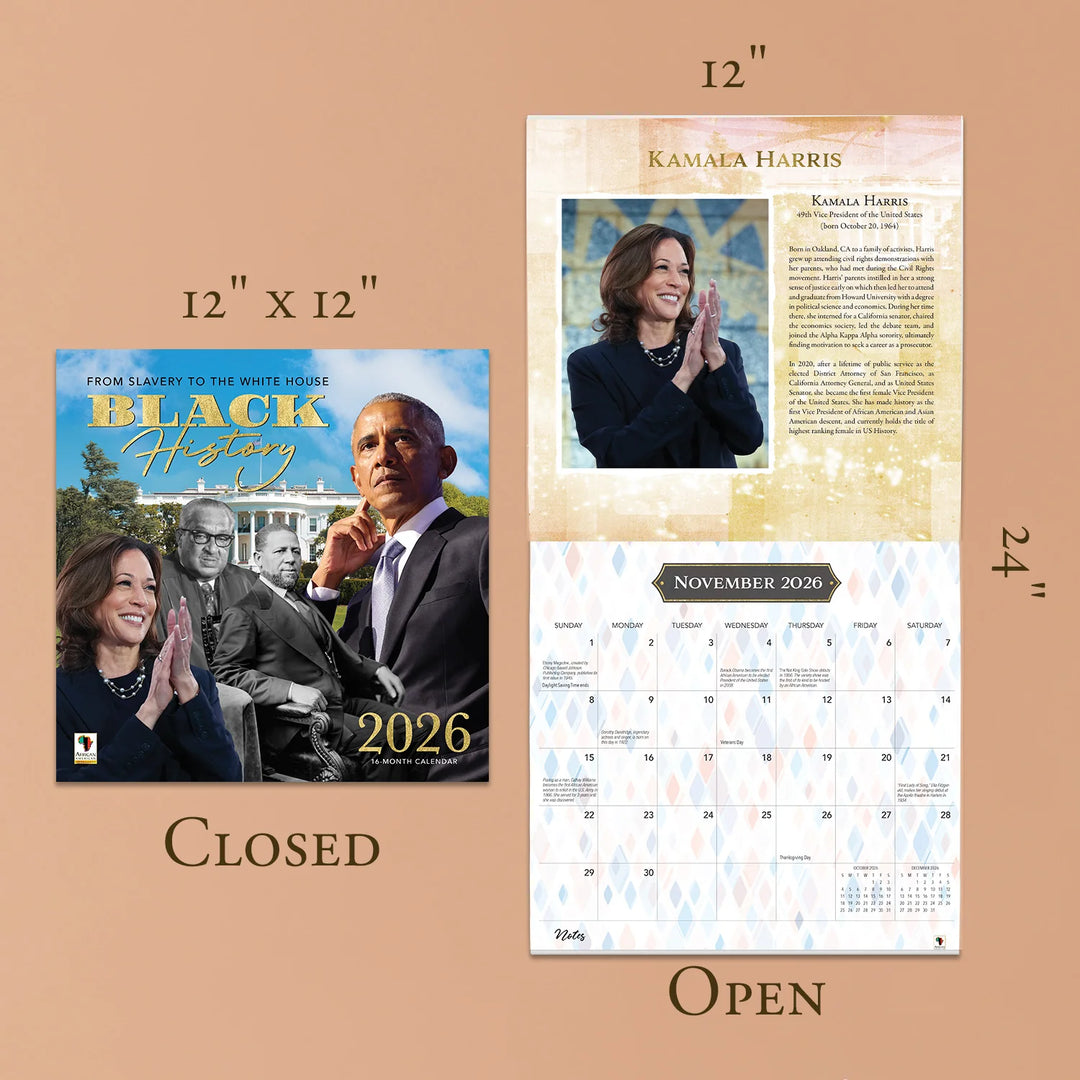 From Slavery to the White House: 2026 Black History Wall Calendar (Sizing Guide)