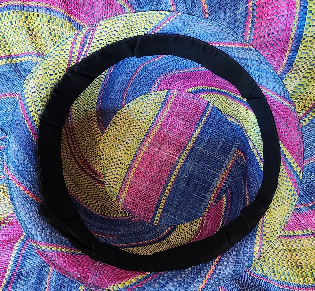 Riana: Hand Woven Multi-Color Madagascar Big Brim Raffia Sun Hat