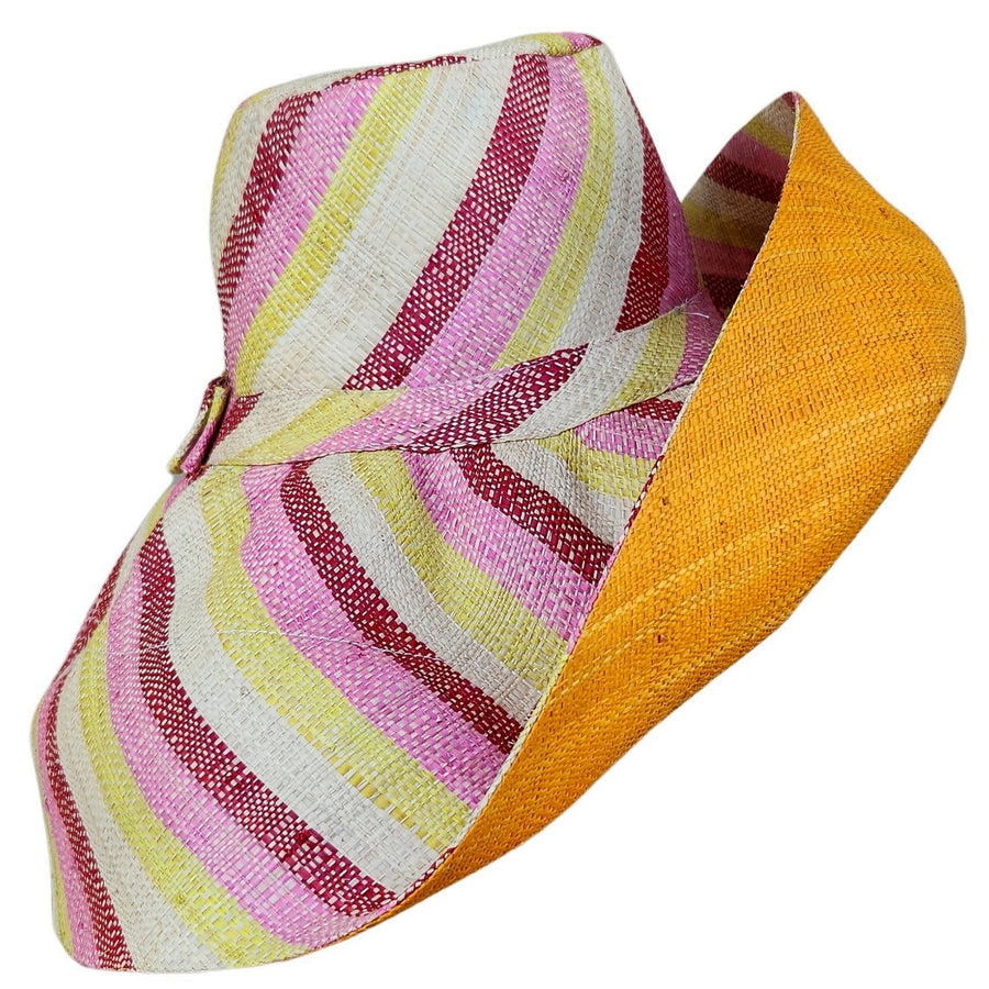 Brianna: Authentic Hand Woven Multicolor Madagascar Big Brim Raffia Sun Hat
