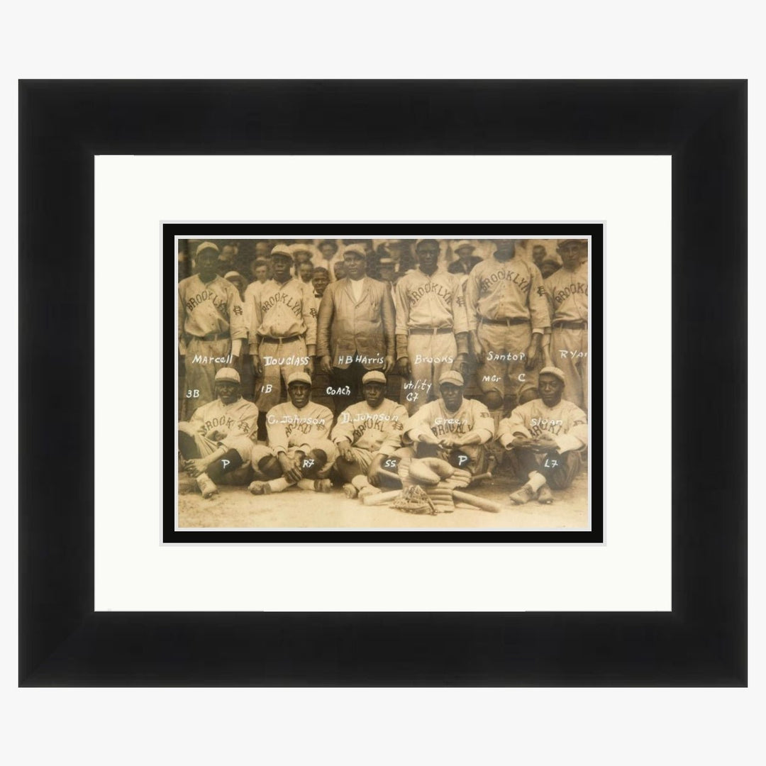 1919 Brooklyn Royal Giants Team Photo - Framed black and white photograph of a vintage baseball team