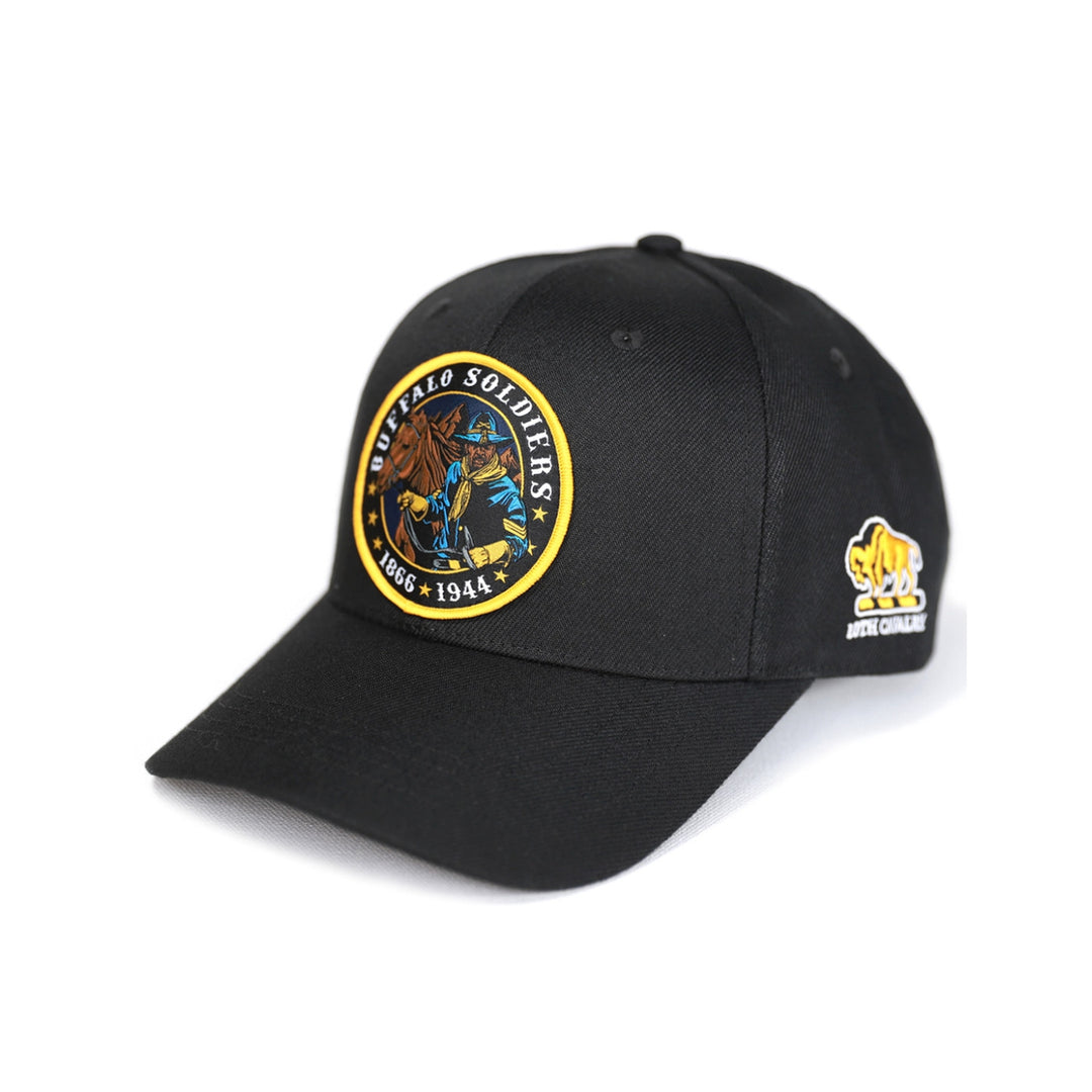 Buffalo Soldiers: Calvary Baseball Cap (Front 2) - Black cap with 'CAST' logo on a white background